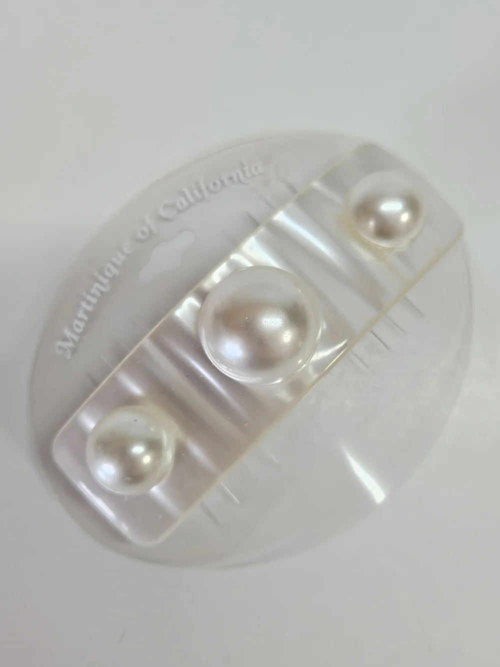 NEW VINTAGE 90s Martinique Pearlized White Lucite Hair Barrette Clip French Clip